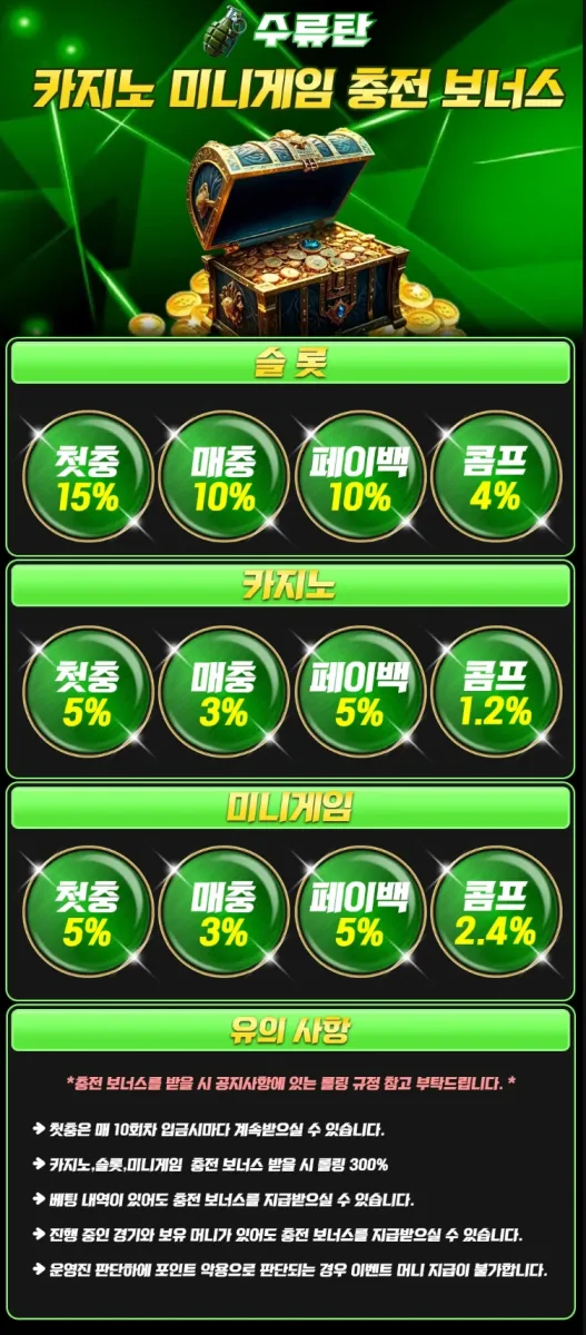토지노 수류탄 이벤트 안내 이미지